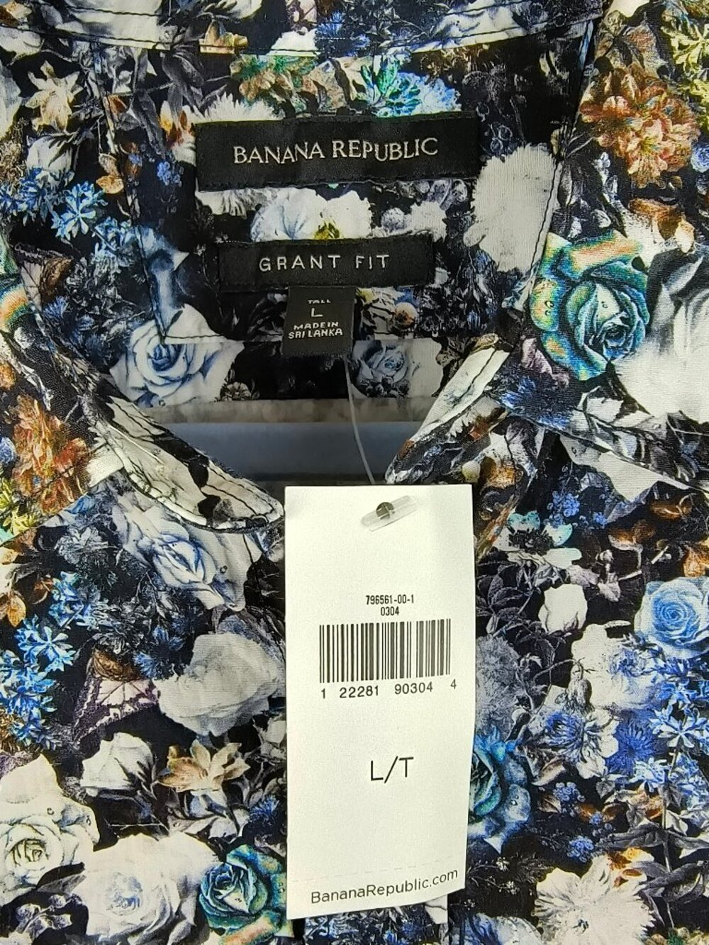NWT Banana Republic Grant Fit Button Down Shirt Floral Print New Large Tall - Picture 2 of 4